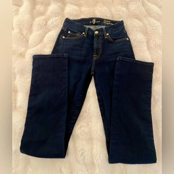 7 For All Mankind Dark Indigo Straight Leg Jeans - Picture 10 of 10